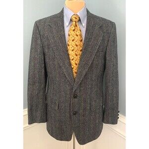 Vintage Kingsridge Blazer Mens 38R Herringbone Tweed Old Money Jacket Sportcoat